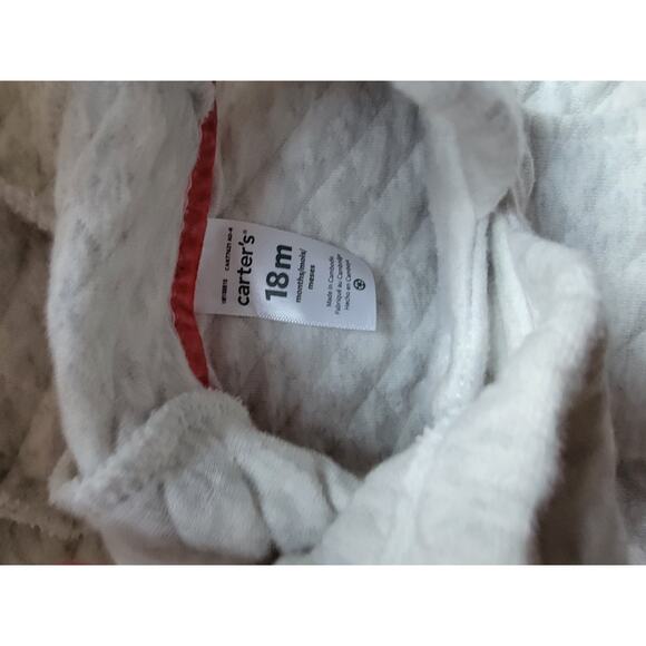 Carter’s Baby Girl 18M Quilted Heather Gray Pea Coat Jacket Hood Button - Picture 5 of 6